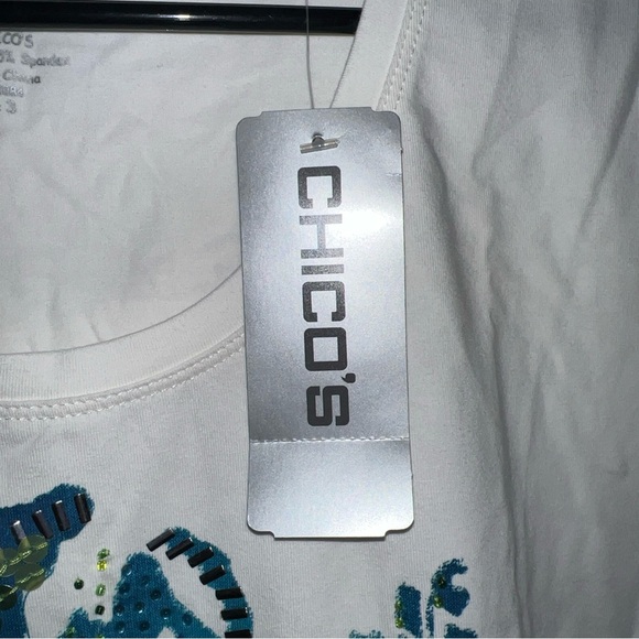 Zenergy Chico’s Express Optic White Embroidered Top - Picture 2 of 6